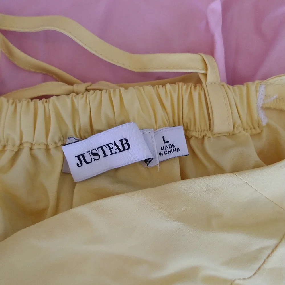 A super summery Just Fab yellow, pink, and blue dress size Large - Picture 6 of 6